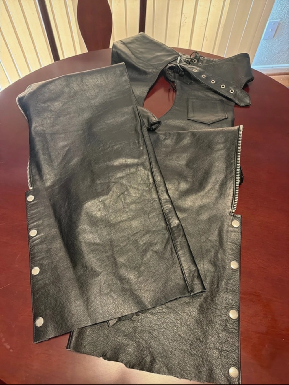 Element Black Leather Jacket Vest with Snap & Lace Details